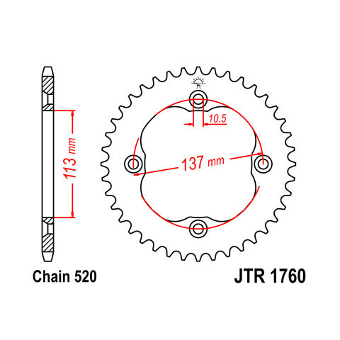 Couronne JT SPROCKETS 38 dents acier pas 520 type 1760 LT-R450 2006