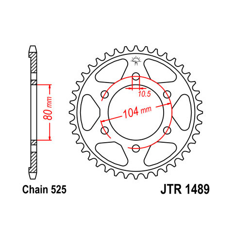 Couronne JT SPROCKETS 43 dents acier pas 525 type 1489