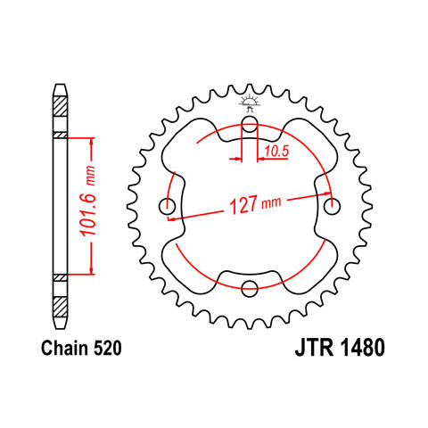 Couronne JT SPROCKETS 38 dents acier pas 525 pas 520 type 1480 Polaris  Outlaw