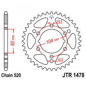 Couronne JT SPROCKETS 43 dents acier pas 520 type 1478