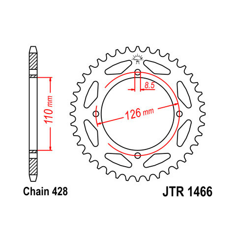 Couronne JT SPROCKETS 47 dents acier pas 428 type 1466