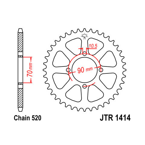 Couronne JT SPROCKETS 43 dents acier pas 520 type 1414 Kawasaki