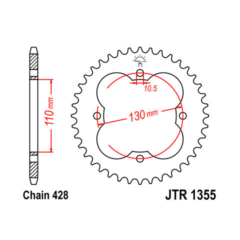 Couronne JT SPROCKETS 50 dents acier pas 428 type 1355