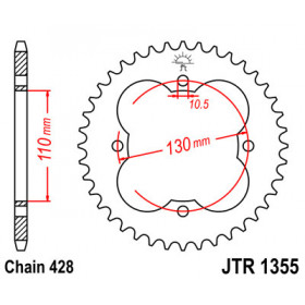 Couronne JT SPROCKETS 50 dents acier pas 428 type 1355