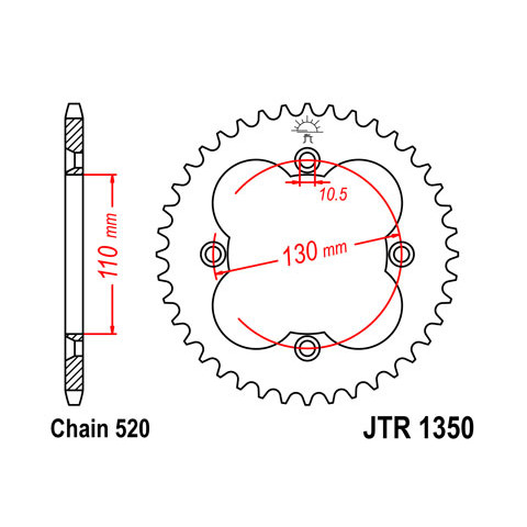 Couronne JT SPROCKETS 39 dents acier pas 520 type 1350 Honda