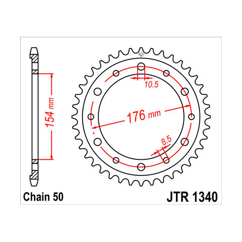 Couronne JT SPROCKETS 44 dents acier pas 530 type 1340