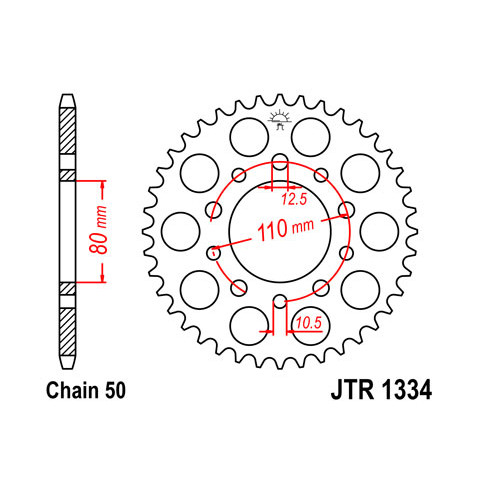 Couronne JT SPROCKETS 46 dents acier pas 530 type 1334