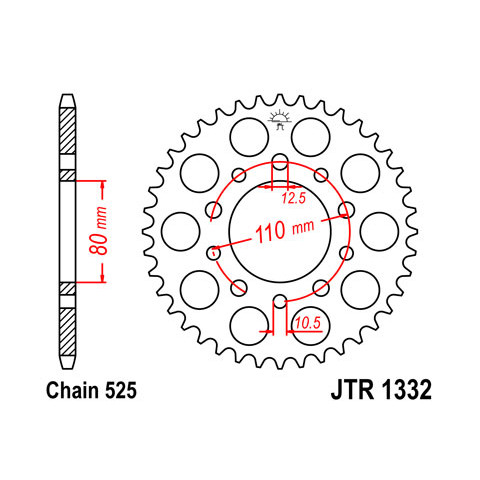 Couronne JT SPROCKETS 45 dents acier pas 525 type 1332