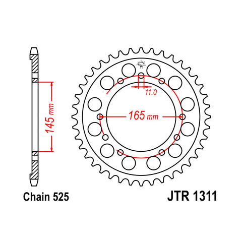 Couronne JT SPROCKETS 44 dents acier pas 525 type 1311