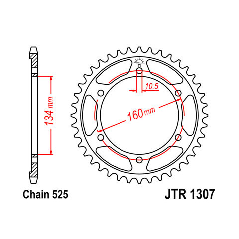 Couronne JT SPROCKETS 42 dents acier pas 525 type 1307