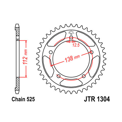 Couronne JT SPROCKETS 42 dents acier pas 525 type 1304 Honda CB600F Hornet