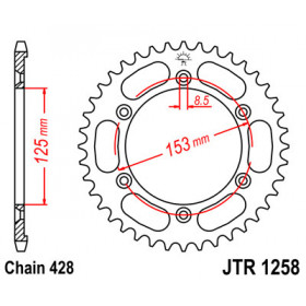 Couronne JT SPROCKETS 53 dents acier pas 428 type 1258