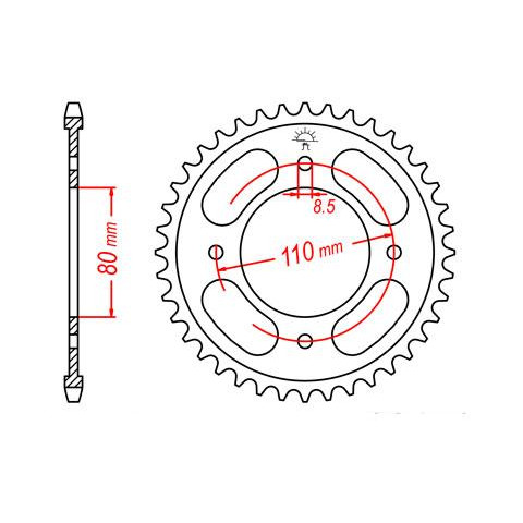 Couronne JT SPROCKETS 42 dents acier pas 428 type 1219