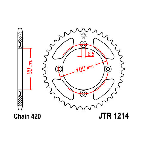 Couronne JT SPROCKETS 46 dents acier pas 420 type 1214 Honda CRF80F