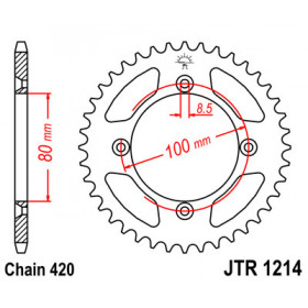 Couronne JT SPROCKETS 46 dents acier pas 420 type 1214 Honda CRF80F