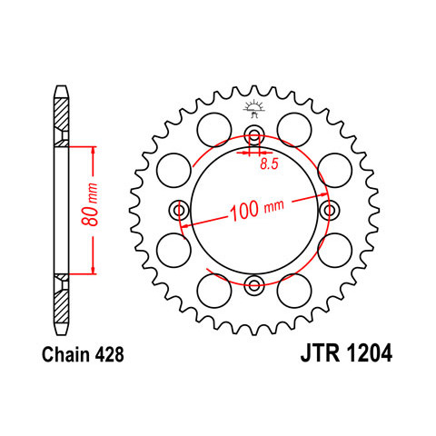 Couronne JT SPROCKETS 50 dents acier pas 428 type 1204