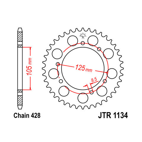 Couronne JT SPROCKETS 50 dents acier pas 428 type 1134