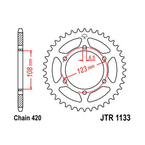 Couronne JT SPROCKETS 53 dents acier pas 420 type 1133