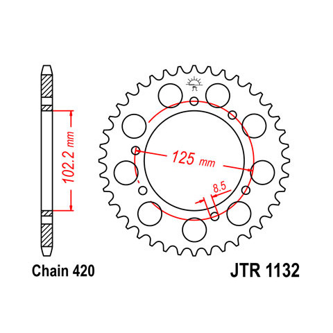 Couronne JT SPROCKETS 53 dents acier pas 420 type 1132