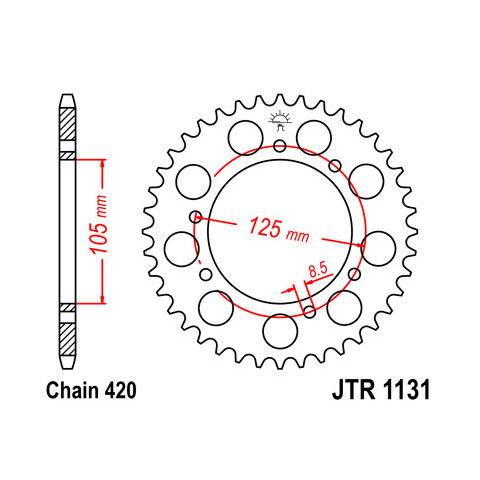 Couronne JT SPROCKETS 53 dents acier pas 420 type 1131