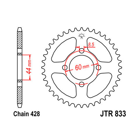 Couronne JT SPROCKETS 49 dents acier pas 428 type 833