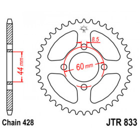 Couronne JT SPROCKETS 49 dents acier pas 428 type 833