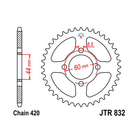 Couronne JT SPROCKETS 50 dents acier pas 420 type 832