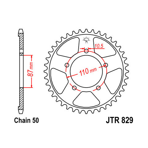 Couronne JT SPROCKETS 45 dents acier pas 530 type 829