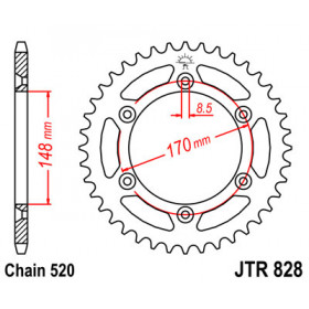 Couronne JT SPROCKETS 48 dents acier pas 520 type 828 Suzuki DR750S