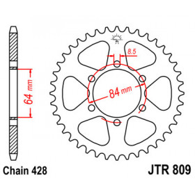 Couronne JT SPROCKETS 53 dents acier pas 428 type 809