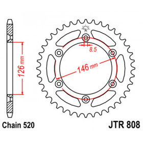 Couronne JT SPROCKETS 43 dents acier pas 520 type 808 Suzuki