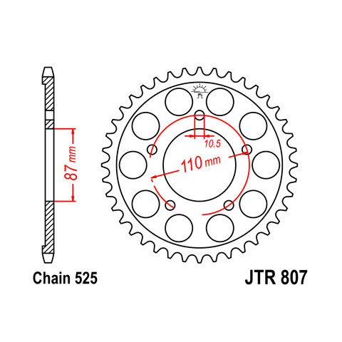 Couronne JT SPROCKETS 48 dents acier pas 525 type 807