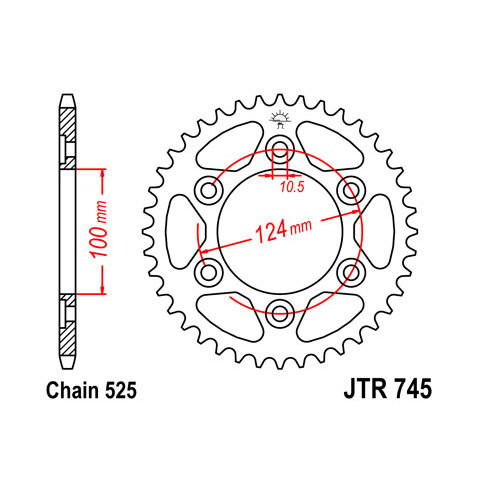 Couronne JT SPROCKETS 42 dents acier pas 525 type 745