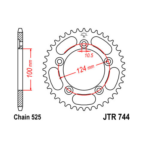 Couronne JT SPROCKETS 39 dents acier pas 525 type 744