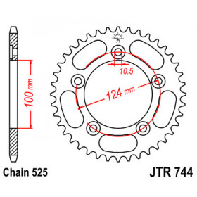 Couronne JT SPROCKETS 39 dents acier pas 525 type 744