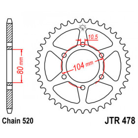 Couronne JT SPROCKETS 46 dents acier pas 520 type 478 Kawasaki ER6F/ER6N