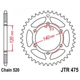 Couronne JT SPROCKETS 40 dents acier pas 520 type 475 Kawasaki KL250