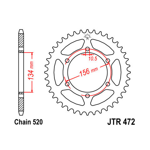 Couronne JT SPROCKETS 40 dents acier pas 520 type 472