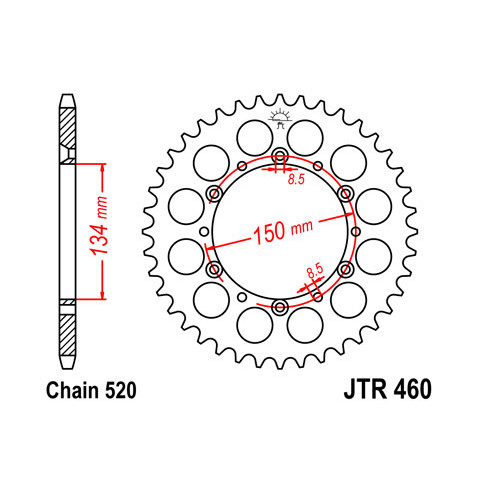 Couronne JT SPROCKETS 47 dents acier pas 520 type 460 Kawasaki