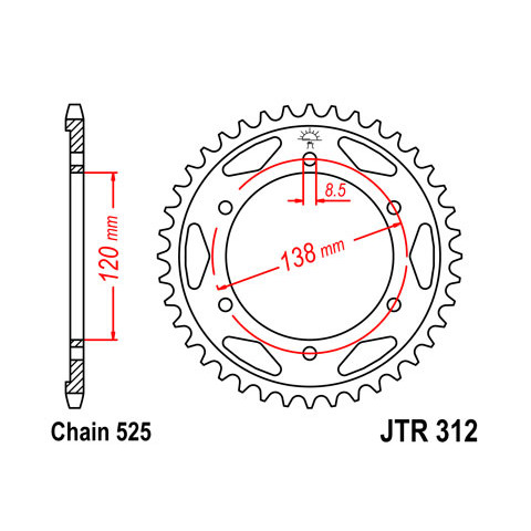 Couronne JT SPROCKETS 40 dents acier pas 525 type 312