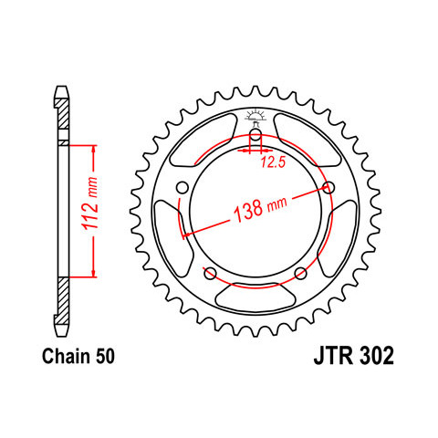 Couronne JT SPROCKETS 43 dents acier pas 530 type 302