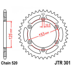 Couronne JT SPROCKETS 40 dents acier pas 520 type 301 Honda CRF250L