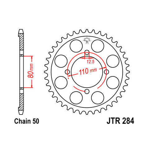 Couronne JT SPROCKETS 40 dents acier pas 530 type 284