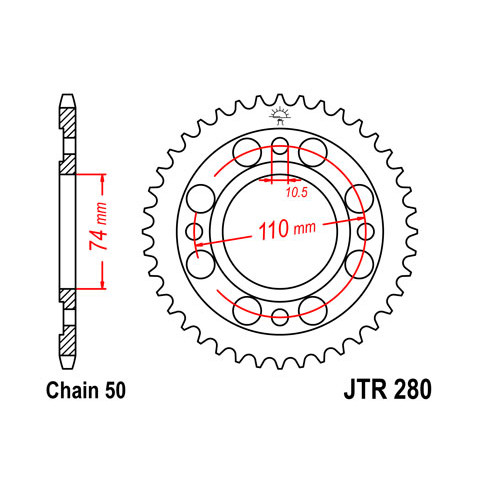 Couronne JT SPROCKETS 33 dents acier pas 530 type 280