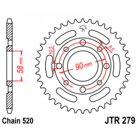 Couronne JT SPROCKETS 39 dents acier pas 520 type 279