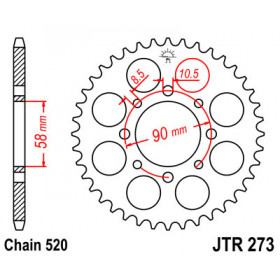 Couronne JT SPROCKETS 44 dents acier pas 520 type 273