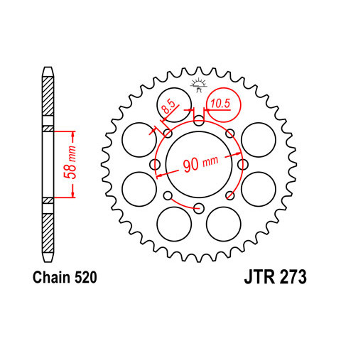 Couronne JT SPROCKETS 41 dents acier pas 520 type 273