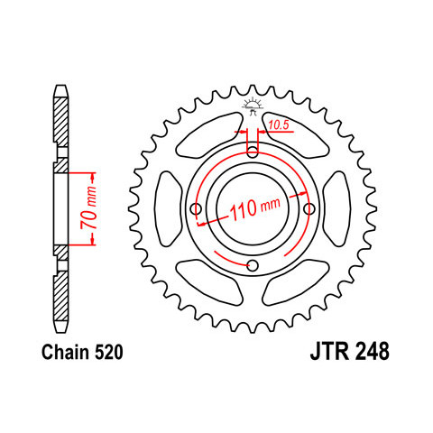 Couronne JT SPROCKETS 44 dents acier pas 520 type 248