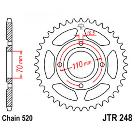 Couronne JT SPROCKETS 44 dents acier pas 520 type 248