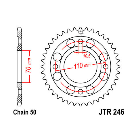 Couronne JT SPROCKETS 41 dents acier pas 530 type 246